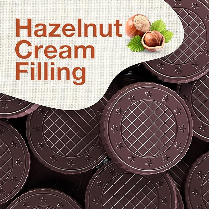 Fiorella Crunch Wafer Cookies - Delicious Chocolate Covered Crispy Thin Wafers with Layers of Hazelnut Cream Filling, Individually Wrapped, Perfect for Snacks, (Pack of 36)
