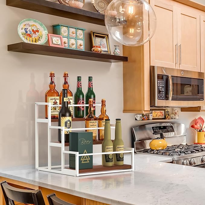 THYGIFTREE Coffee Syrup Rack Organizer 3-Tier 12 Syrup Bottles Holder Stand for Coffee Bar Station Storage Shelves for Syrup, Wine, Dressing for Kitchen, White