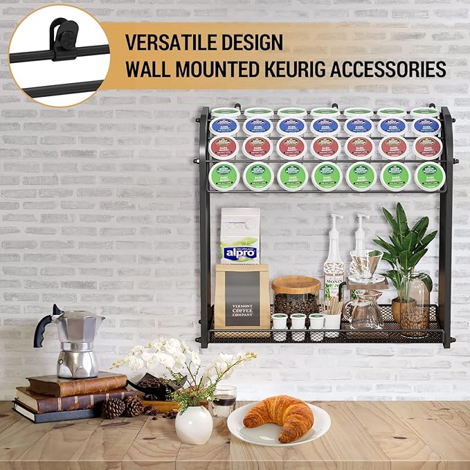 K Cup Pod Holder for Countertop – Pod Organizer & Coffee Bar Accessory for Home or Office, Easy to Assemble (Black)