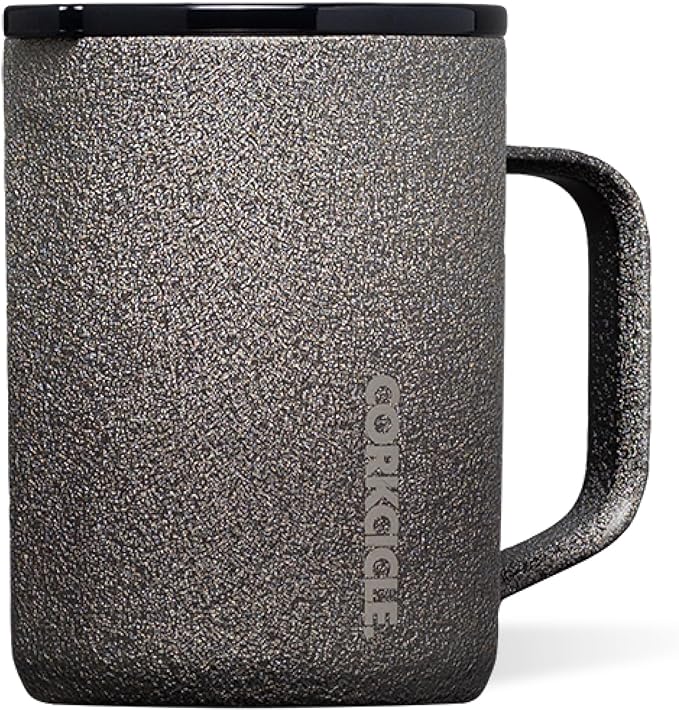 Corkcicle Classic Coffee Mug - Triple Insulated Stainless Steel for Travel - Shatter-Proof Lid - Keeps Drink Hot Over 3 Hours - Holiday Mug Gift - Great for Gifting Warmth - 16 oz - Steel Shadow