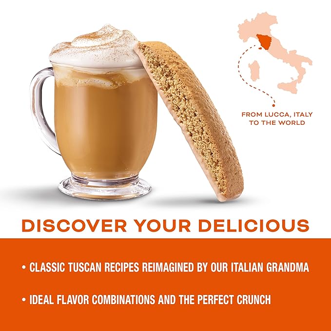 Nonni's Pumpkin Spice Biscotti - Pumpkin Cookies - Pumpkin Biscotti w/Blend of Spices & Dipped in Cinnamon Icing - Individually Wrapped Pumpkin Spice Cookies - Kosher Coffee Cookies - 6.88 oz