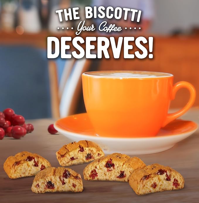 Cooper Street Twice Baked Orange Cranberry Biscotti Cookies - Light and Crispy Coffee Cookie Bites - Traditional Low Calorie Italian Snacks for Adults & Kids - Kosher, Dairy, Peanut & Soy Free - 5oz