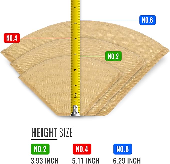 Organic Hemp Reusable Coffee Filter (3, No.6 Flat)