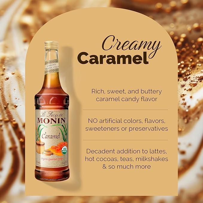 Monin Organic Syrup Caramel - Single Bottle