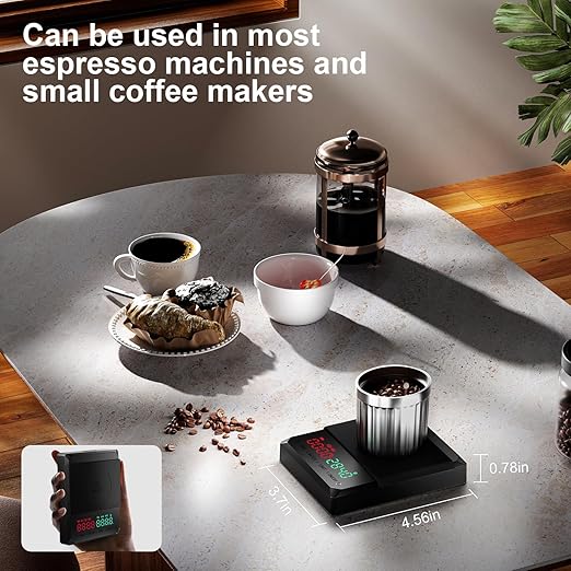 Mini Coffee Scale with Timer, Rechargeable Espresso Scale 2kg/0.1g, for Espresso and Pour-Over Coffee, Portable Coffee Beans Scale with 3 Modes