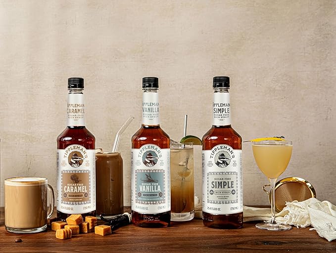 Tippleman's Sugar Free Vanilla Coffee Syrup, Zero-Sugar, Great for Drinks, Lattes & Espressos – 750ml Bottle Fits Pump