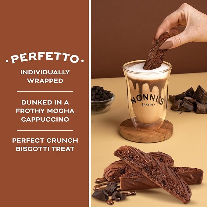 Nonni's Triple Chocolate Biscotti Italian Cookies - 3 Boxes Triple Chocolate Italian Biscotti Cookies w/Dark Chocolate - Biscotti Individually Wrapped Cookies - Kosher Chocolate Coffee Cookie 6.88 oz