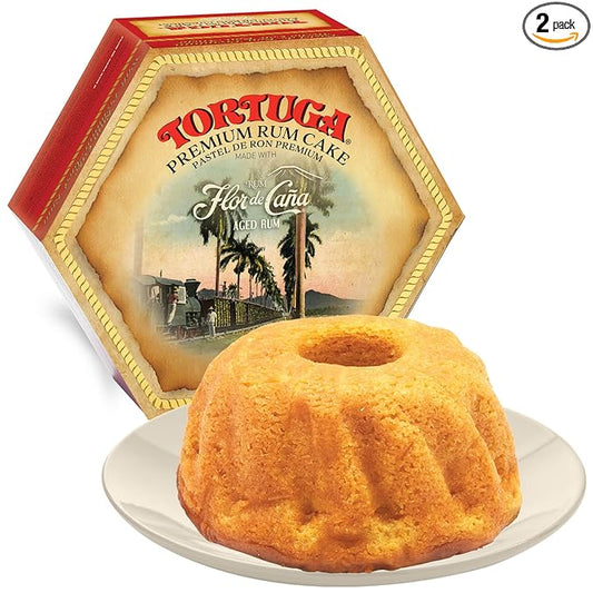 TORTUGA Caribbean Flor de Cana Rum Cake - 4 oz Caribbean Rum Cake - 2 Pack - The Perfect Premium Gourmet Gift for Stocking Stuffers, Gift Baskets, and Christmas Gifts - Great Snack Cakes for Delivery