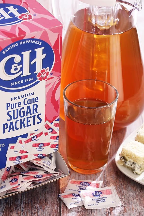C&H Premium Pure Cane Sugar Packets, 0.10 Ounce (2.8 Gram) NON-GMO Packets, Pack of 400 in Dispenser Box