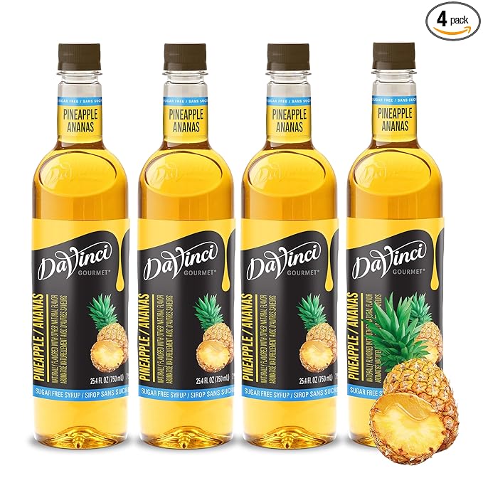 DaVinci Gourmet Sugar-Free Pineapple Syrup, 25.4 Ounce (Pack of 4)