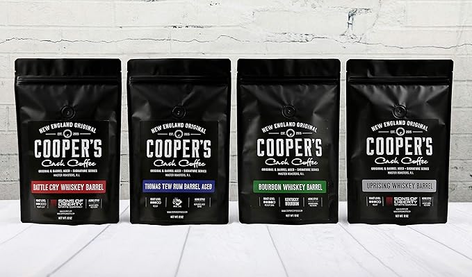 Bourbon Whiskey Barrel Aged Coffee - Ground, Single Origin Grade 1 Colombian Coffee Beans Aged in Kentucky Bourbon Whiskey Barrels - 12 oz Bags