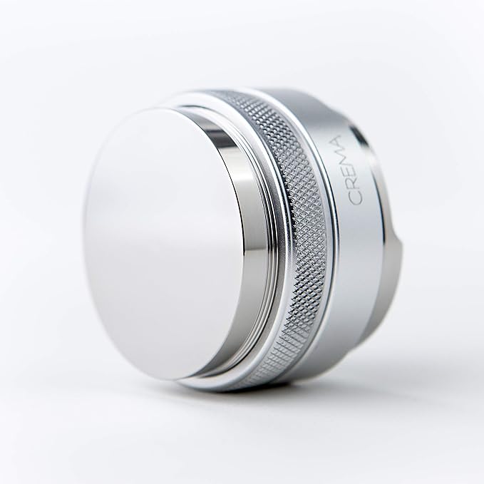 CREMA Coffee Products 59mm Hand Tamper & Coffee Distributor | Compatible with Flair Pro and Pro 2 Portafilter | Double-Sided, Adjustable Depth Tool | Made with Durable 304 Stainless Steel | Silver