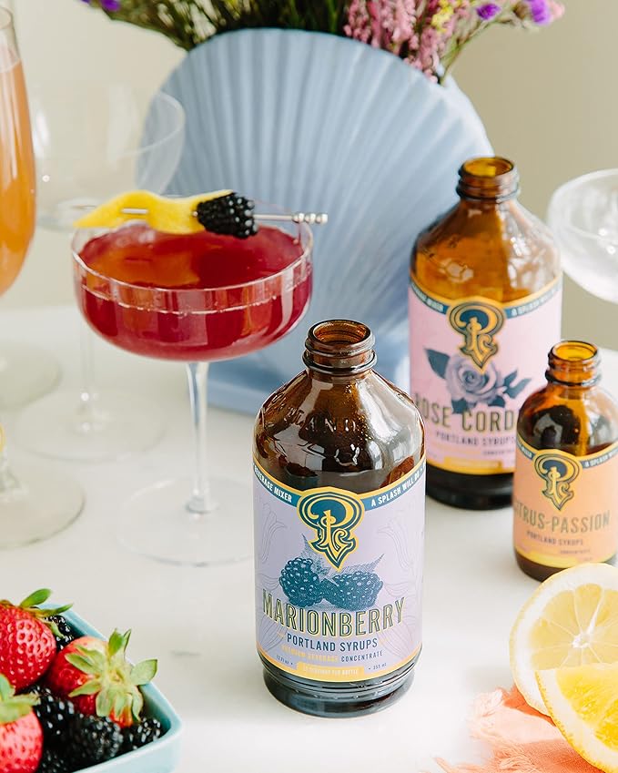 Portland Syrups Marionberry Syrup - Craft Pacific Northwest Fusion for Cocktails, Desserts, Soda, and More - 12 oz with 24 Servings (Pack of 2)