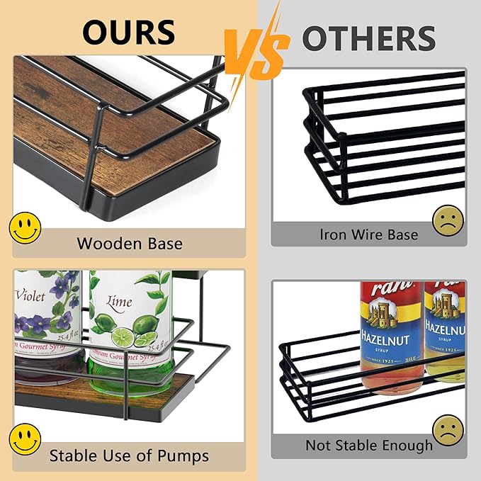 Alyoen Coffee Syrup Rack Organizer, Syrup Holder Stand for Coffee Bar, 6 Bottles Small Coffee Bar Organizer Shelf, Coffee Station Organizer for Countertop Wine, Liquor