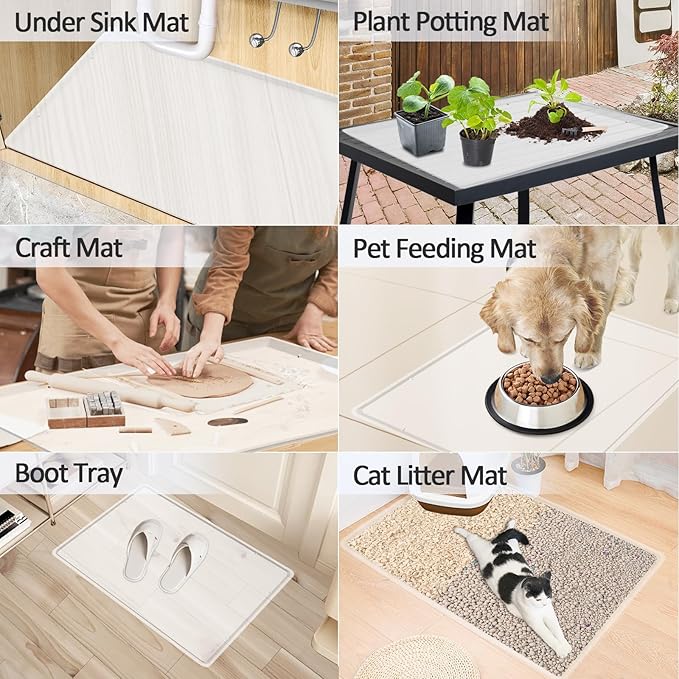 Silicone Coffee Maker Mat with Lip, 19.7'' x 15'' Heavy Duty Coffee Maker Mat for Countertops, Coffee Tray Fit Under Coffee Machine Appliance Automatic Machines Espresso Accessory, Translucent