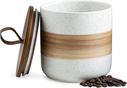 Spice Jars with Lid, Coffee Container Kitchen Food Storage Jars for Spice Sugar Tea Bag, Stackable Decorative Jars for Countertop, White & 37 fl.oz