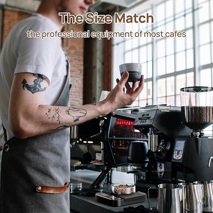 Meilen 0.1g Precision Coffee Espresso Scale - 3kg Digital Scale with Timer, USB Rechargeable, 3 Weight Units, 4 Independent Buttons Easy to Control, for Espresso, Pour Over, Drip, Kitchen