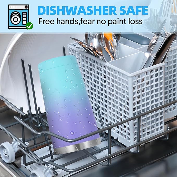 Volhoply 20oz Stainless Steel Tumbler with Lid and Straw Bulk 4 Pack,Double Wall Insulated Travel Iced Coffee Mug Fits Cup holder,Powder Coated Cups for Cold Drinks,Gifts for Women（Purple Bule,4 Set）