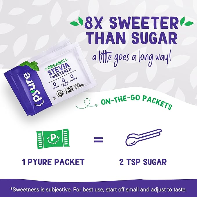 Pyure Organic Stevia Packets | Zero Calorie Sweetener for Coffee, and Baking | Granulated Stevia Sugar Substitute | Plant-Based, Keto, Diabetic & Paleo Friendly | USDA Organic, Non-GMO | 240 Packets