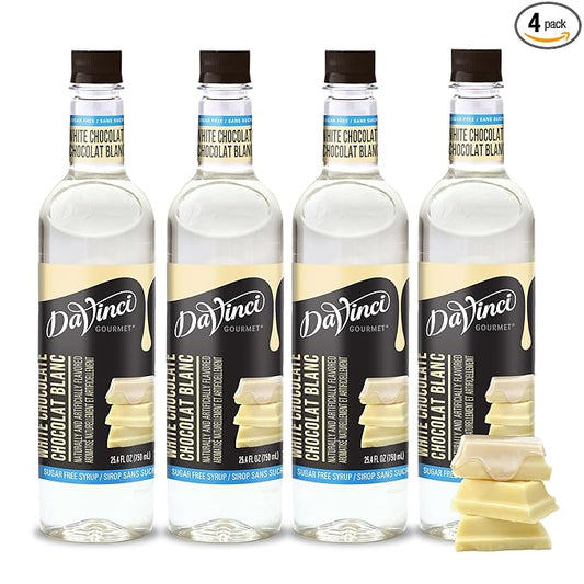 DaVinci Gourmet Sugar-Free White Chocolate Syrup, 25.4 Fluid Ounces (Pack of 4)