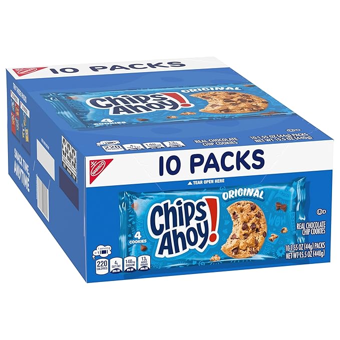 CHIPS AHOY! Original Chocolate Chip Cookies, 40 Snack Packs (4 Cookies Per Pack, 4 Boxes)