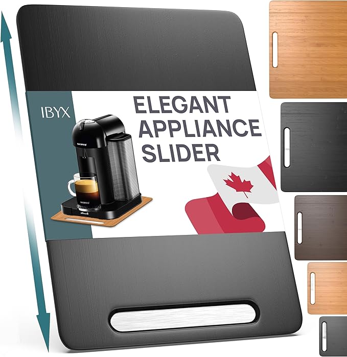 Ibyx Elegant Sliding Tray for Your Coffee Maker & Heavy Kitchen Appliances - Sturdy, Slides Easily from Under The Cabinet (Black, 9.5”W x 14”D)
