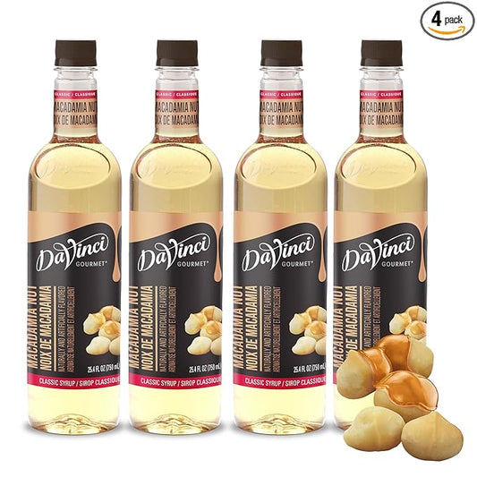 DaVinci Gourmet Classic Macadamia Nut Syrup, 25.4 Fluid Ounces (Pack of 4)