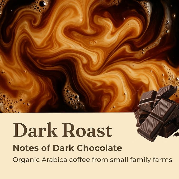 Four Sigmatic Dark Roast Organic Whole Bean Coffee | Whole Beans Coated with Lion's Mane, Chaga Mushrooms | Nootropic Mushroom Coffee for Enhanced Brain Function & Immune Support | 12oz