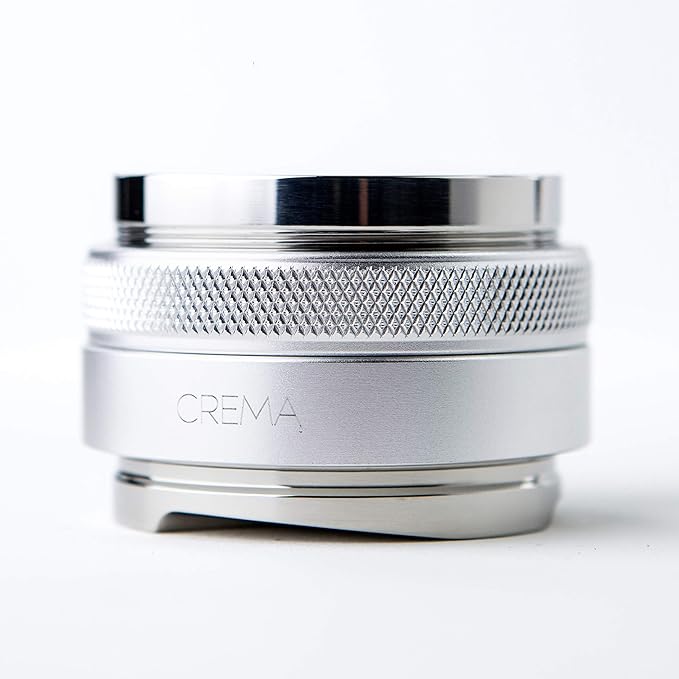 CREMA Coffee Products 59mm Hand Tamper & Coffee Distributor | Compatible with Flair Pro and Pro 2 Portafilter | Double-Sided, Adjustable Depth Tool | Made with Durable 304 Stainless Steel | Silver