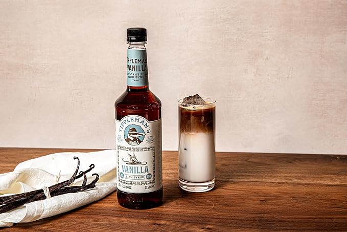 Tippleman's Vanilla Coffee Syrup - Rich Flavor for Hot or Iced Drinks, Latte, Tea, Espresso, Cappuccino, Cocktails, & Baking - 25.4 Fl Oz