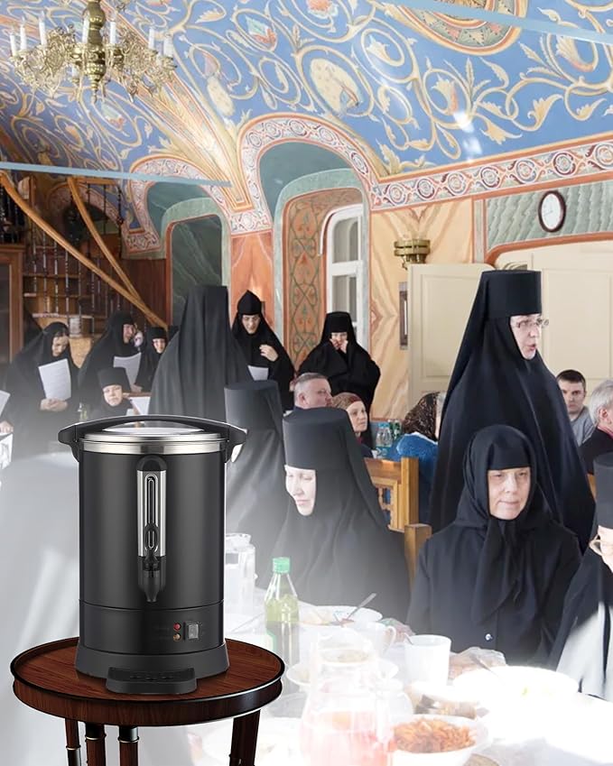 Garvee Commercial Coffee Urn,100 Cup-14L,Hot Water Dispenser with Percolator, Stainless Steer Hot Beverage Thermos, Easy Two Way Dispenser,Black