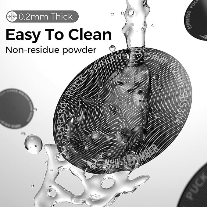 MHW-3BOMBER 51mm Espresso Puck Screen - 0.2mm Ultra Thin Espresso Puck - Metal Reusable Coffee Filter for Portafilter Basket 51mm - Puck Screen with Stand 3 Pack FG7050-OS