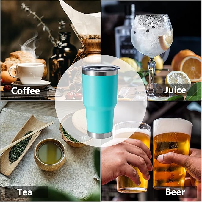 HASLE OUTFITTERS 30oz Stainless Steel Tumbler, Double Wall Vacuum Insulated Travel Mug Tumbler, Durable Insulated Coffee Mug, Gift Box Set (Light Green, 8)