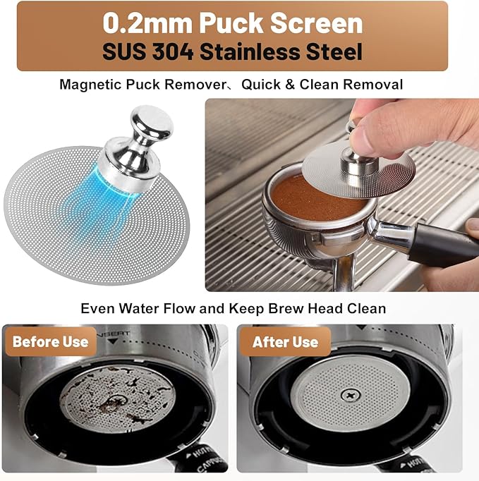 51mm Espresso Tools – Coffee Distributor and Tamper Leveler, WDT Tool, Magnetic Dosing Funnel and Puck Screen with Remover, Espresso Accessories Kit Fits 51mm Portafilters and Espresso Machines