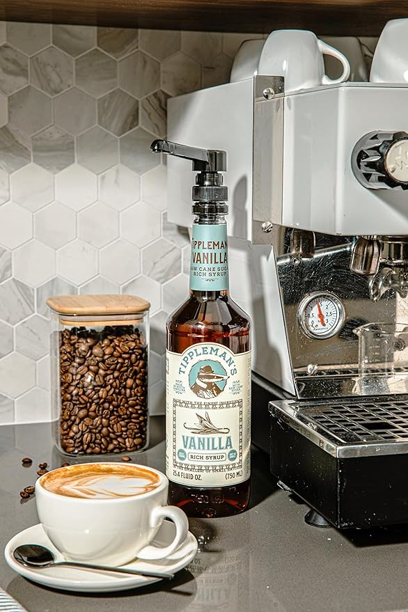 Tippleman's Vanilla Coffee Syrup - Rich Flavor for Hot or Iced Drinks, Latte, Tea, Espresso, Cappuccino, Cocktails, & Baking - 25.4 Fl Oz