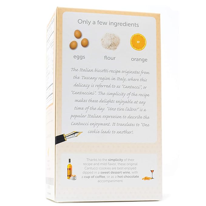 Gusta Authentic Soft Biscotti Cookies Made in Tuscany, Italy - Candied Orange - Original Two Bites Size - All Natural Ingredients - Fresh & Genuine Italian Dessert Treats - 8.82oz