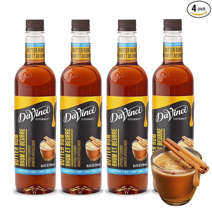 DaVinci Gourmet Sugar-Free Butter Rum Syrup, 25.4 Ounce (Pack of 4)
