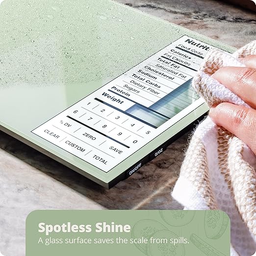 Greater Goods Nutrition Scale (Non‑Connected) – Food Grade Glass, 2,000 Food Codes Preloaded, Compact (9.33"x6.02"x0.91") for Portion Control & Meal Prep