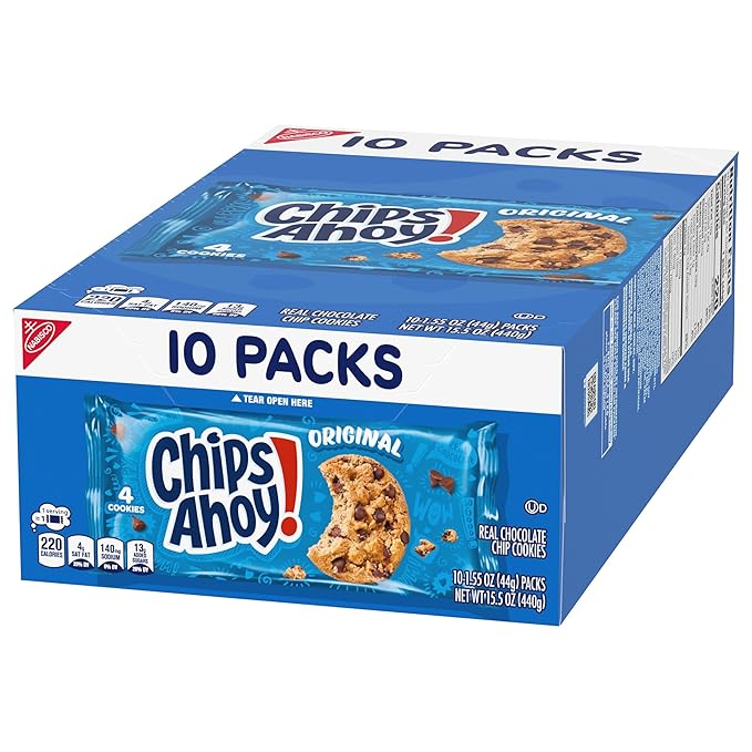 CHIPS AHOY! Original Chocolate Chip Cookies, 40 Snack Packs (4 Cookies Per Pack, 4 Boxes)