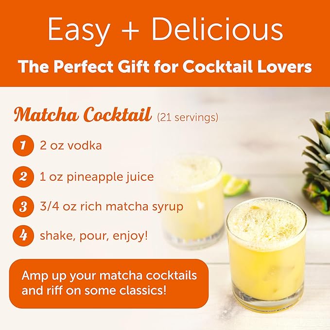 Shaker & Spoon Matcha Cocktail Syrup, 16oz Matcha Green Tea Powder Flavored Syrups for Drinks, Coffee Syrup, Matcha Tea, Matcha Lattes, Vegan Cocktail Mixers, Mocktails, Non Alcoholic Drinks