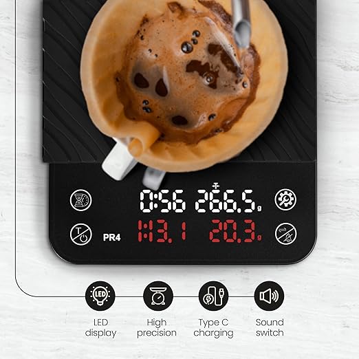 TRILEMA Espresso Scale - Rechargeable Coffee Scale with Timer, 0.1g Precision, Small Scale for Pour-Over & Espresso, Essential Espresso Accessories for Baristas & Home Brewing