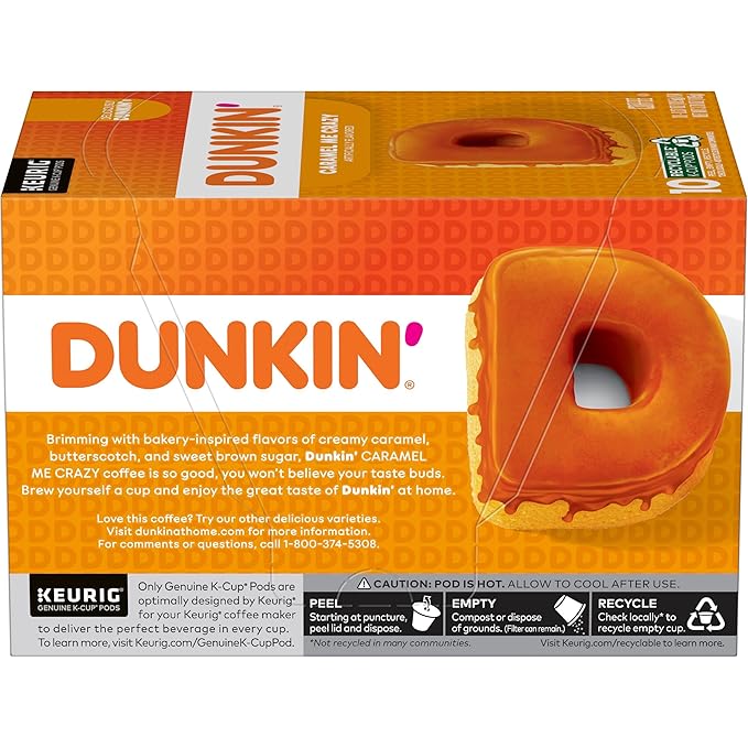 Dunkin' Caramel Me Crazy Flavored Coffee, 60 Keurig K-Cup Pods