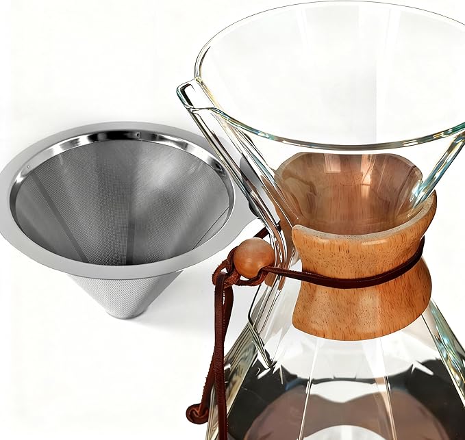 AGOGO Pour Over Coffee Maker Glass - 6/8/10 Cup Barista Kit with 304 Stainless Filter for Home, Office, Camping, Cafes - Easy Clean Coffee Dripper Set (Rag&Brush Included) (10 Cup/34 oz-Diamond Shape)