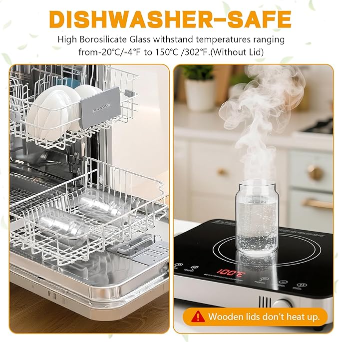 Small Glass Jars with Airtight Lid Spice Jar Round Food Storage Canister Clear Glass Seasoning Containers Jar for Pantry Sugar Tea Coffee Bean Spice Nuts Cookies Bath Salts (6 * 200ml(6.76oz))