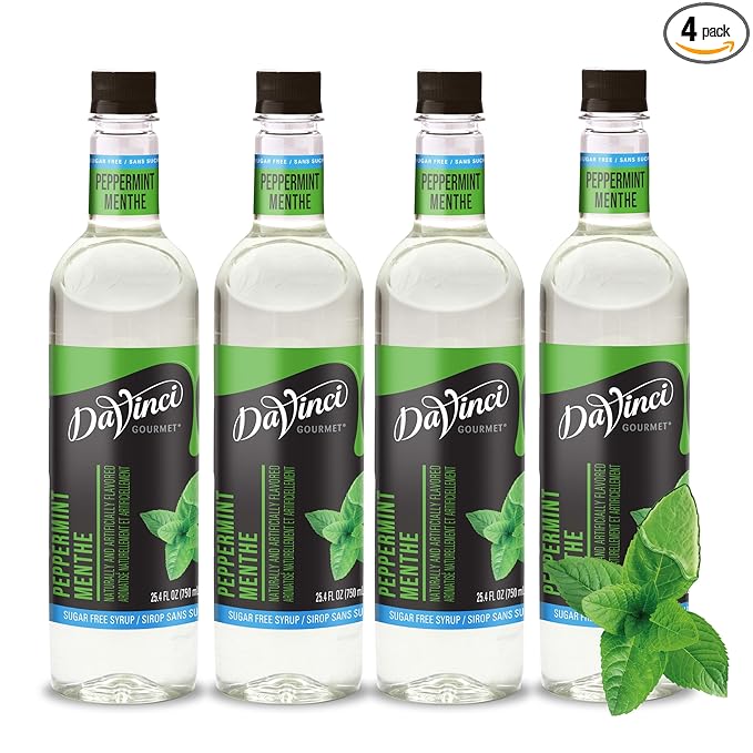 DaVinci Gourmet Sugar-Free Peppermint Syrup, 25.4 Fluid Ounces (Pack of 4)