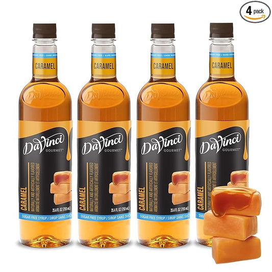 DaVinci Gourmet Sugar-Free Caramel Syrup, 25.4 Fluid Ounces (Pack of 4)