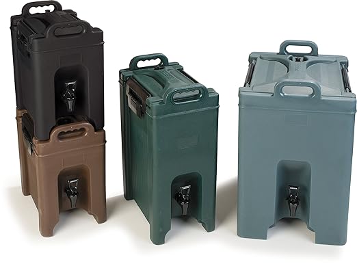 Carlisle FoodService Products Cateraide Insulated Beverage Dispenser with Handles for Catering, Kitchen, and Restaurants, Plastic, 2.5 Gallons, Brown