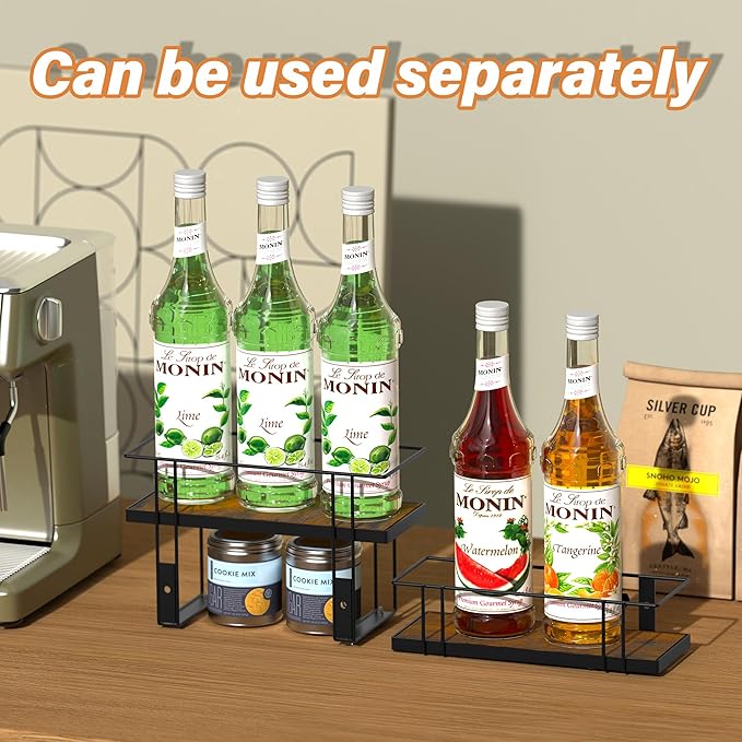 Alyoen Coffee Syrup Rack Organizer, 6 Bottles Syrup Holder Stand for Coffee Bar, Small Coffee Bar Organizer Shelf, Coffee Station Organizer for Countertop Wine, Liquor