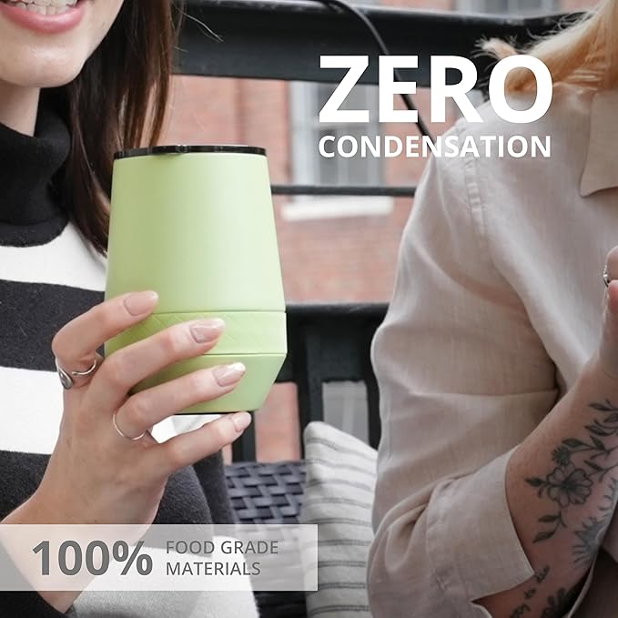 Elemental Recess Wine Tumbler - Triple Wall Insulated Stainless Steel Coffee Mug for Hot & Cold Drinks - Portable Cup with Shatterproof Sip Lid for Camping, Outdoor & Travel - 10oz - Key Lime