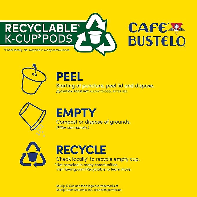 Café Bustelo Espresso Style Dark Roast Coffee, 72 Count Keurig K-Cup Pods